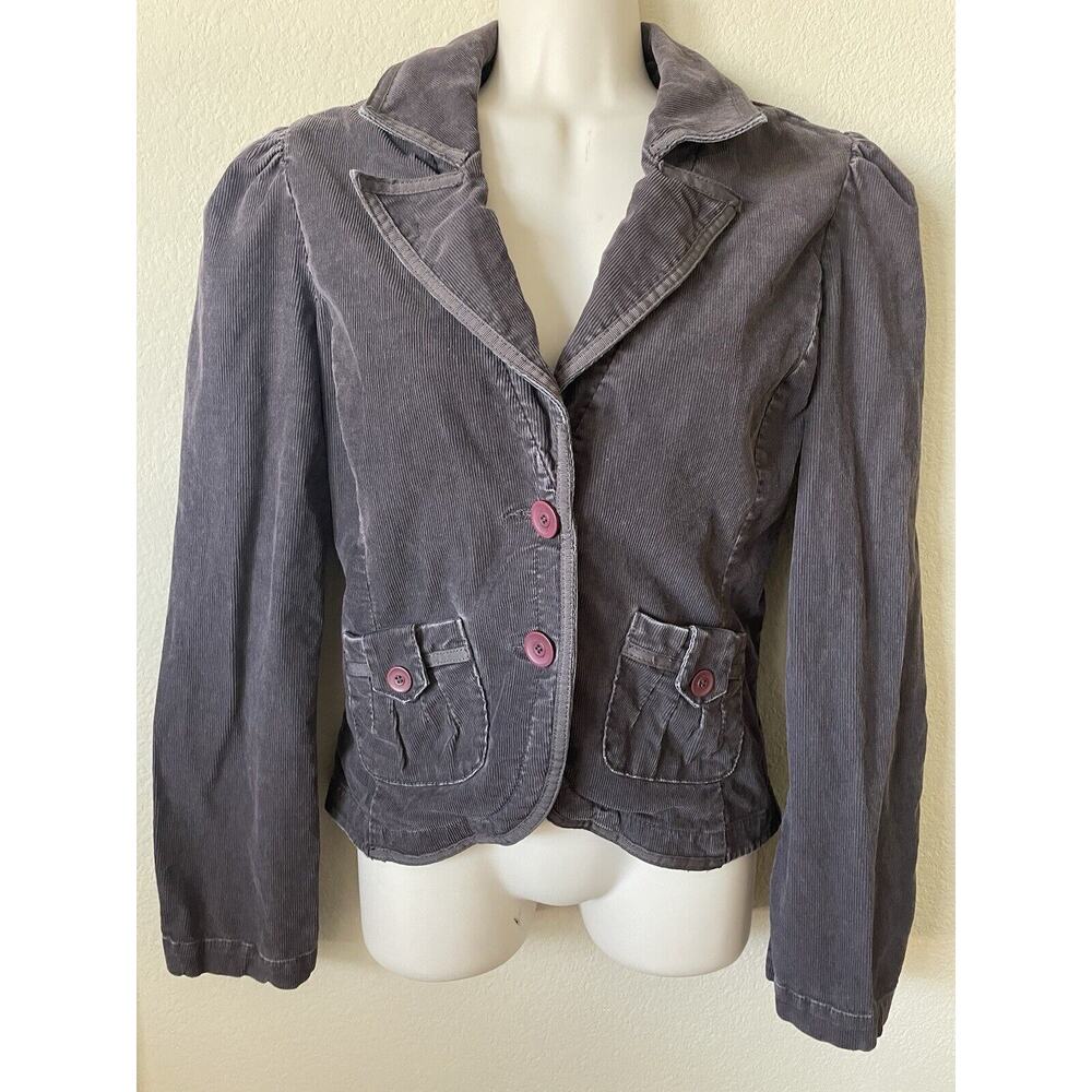 Hinge Brown Corduroy Collared 2 Button Long Sleeve Women's Blazer Jacket Size XS